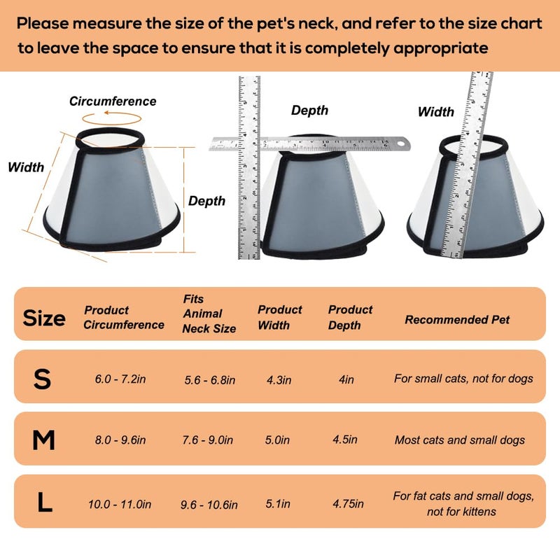 Vivifying Cat Cone, Adjustable Recovery Pet Cone, Three Sizes Lightweight Plastic Elizabethan Collar for Cats, Mini Dogs and Rabbits (Black) - Image 3